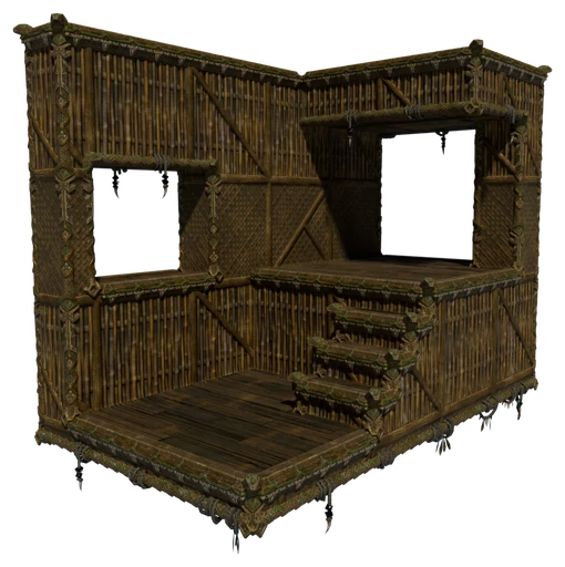 A small building made of Bamboo Wood Block