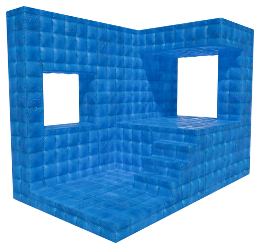 A small building made of Blue Luminescent Block