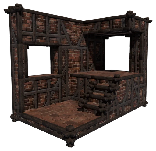 A small building made of Brick-Timbered Block