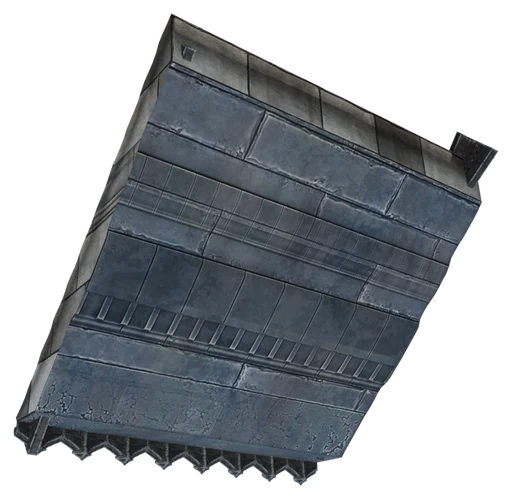 A single slope of Castle Roof Block seen from behind and below
