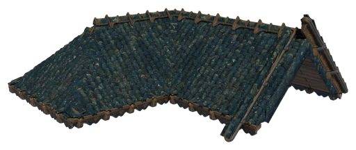 An L-shaped hipped roof made of Desert Shingle Roof Block