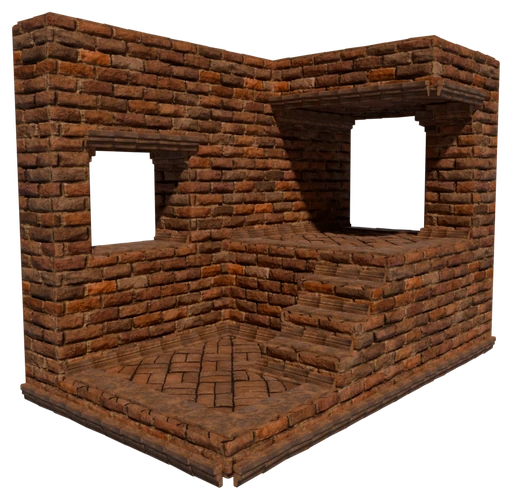 A small building made of Fired Bricks Block
