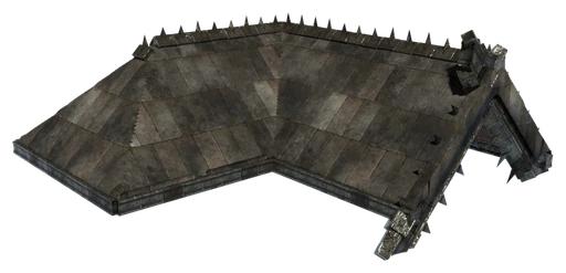 An L-shaped hipped roof made of Granite Ornamented Roof Block