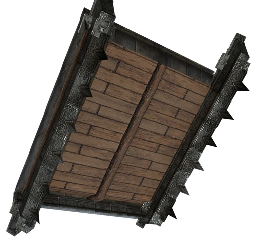 A single slope of Granite Ornamented Roof Block seen from behind and below