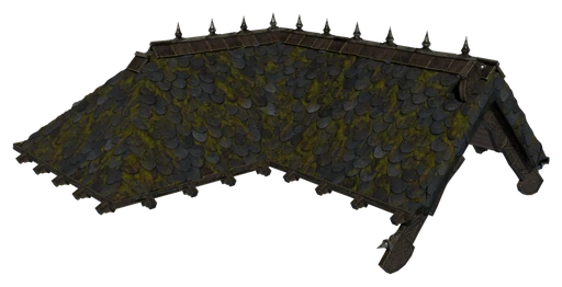 An L-shaped hipped roof made of Granite Shingle Roof Block