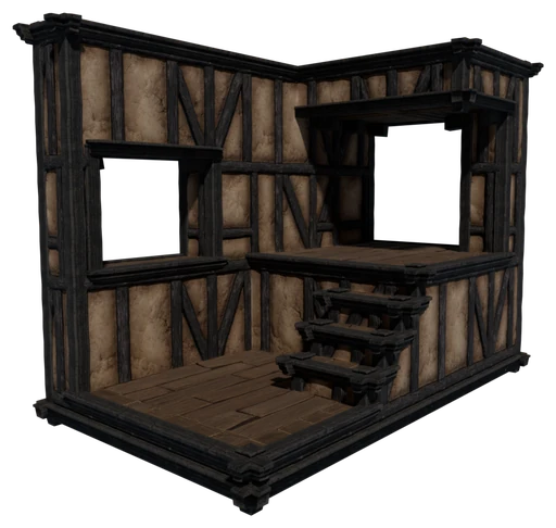 A small building made of Half-Timbered Block