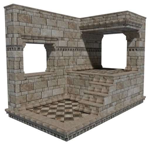 A small building made of Highly Polished Stone Block