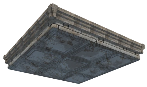 A slab of Highly Polished Stone Block seen from below