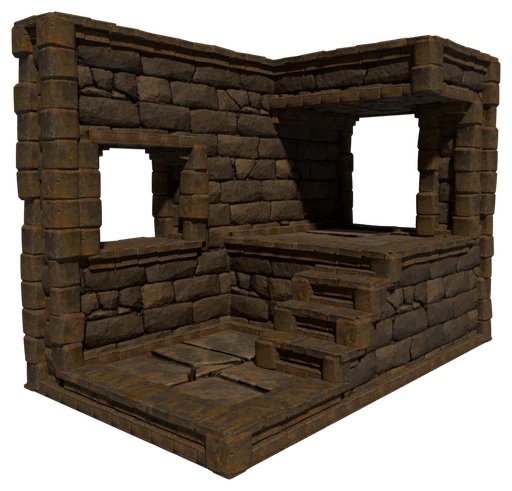 A small building made of Mixed Sandstone Block