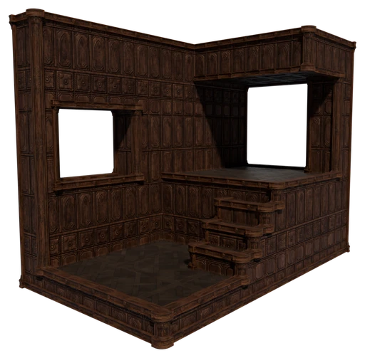 A small building made of Ornate Wood Block