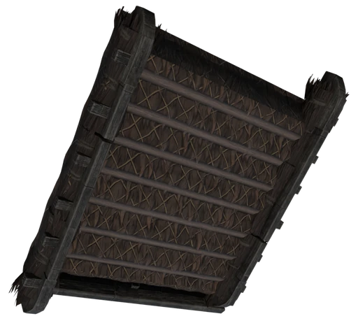A single slope of Plant Fiber Roof Block seen from behind and below