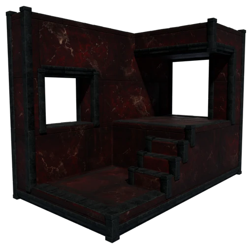 A small building made of Red Marble Block