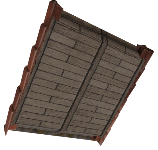 A single slope of Roof Tiles Block seen from behind and below