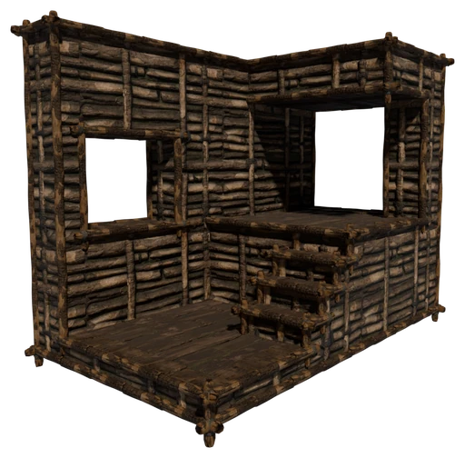 A small building made of Rough Wood Block