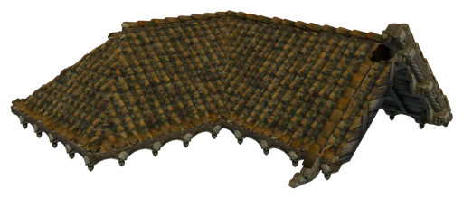 An L-shaped hipped roof made of Shell Limestone Shingles