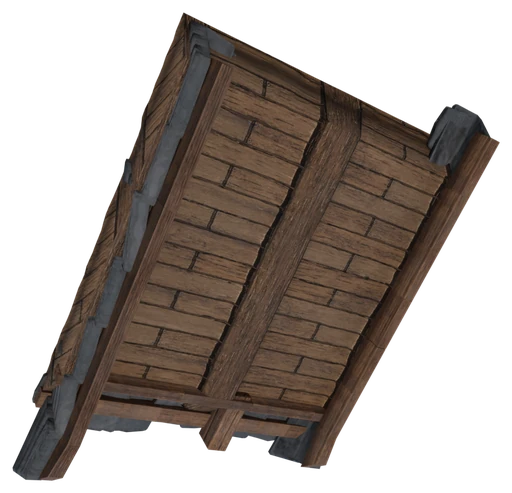 A single slope of Stone Shingle Roof Block seen from behind and below