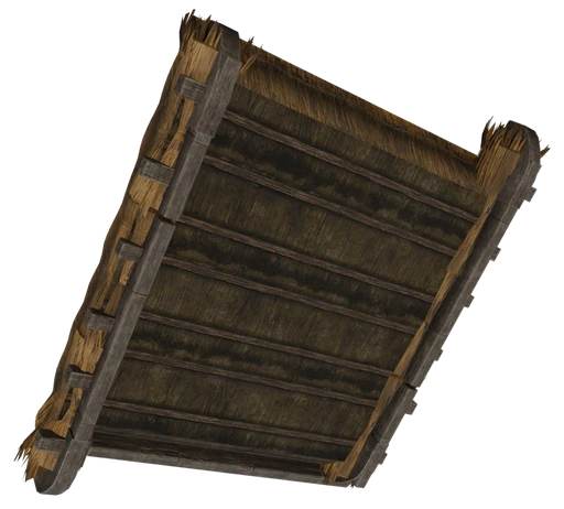 A single slope of Straw Roof Block seen from behind and below