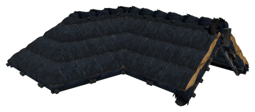 An L-shaped hipped roof made of Tarred Straw Block