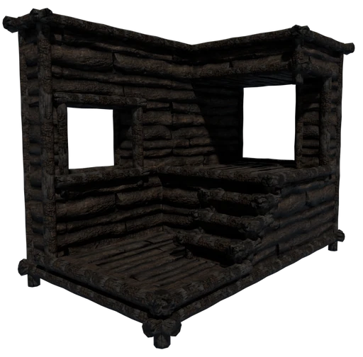 A small building made of Tarred Wood Block