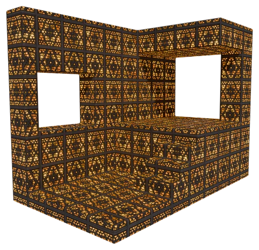 A small building made of Yellow Luminescent Block